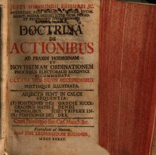 Doctrina de actionibus : ad praxin hodiernam et novissimam ordinationem processus electoralis Saxonici accommodata