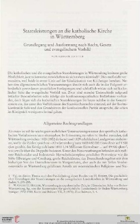 Staatsleistungen an die katholische Kirche in Württemberg: Grundlegung und Ausformung nach Recht, Gesetz und evangelischem Vorbild