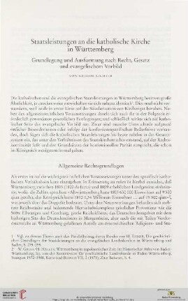 Staatsleistungen an die katholische Kirche in Württemberg: Grundlegung und Ausformung nach Recht, Gesetz und evangelischem Vorbild