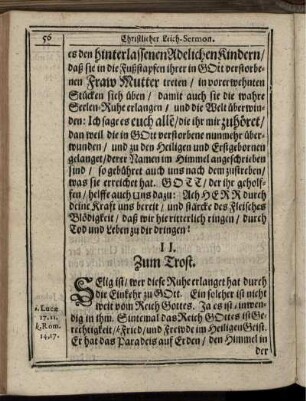 II. Zum Trost