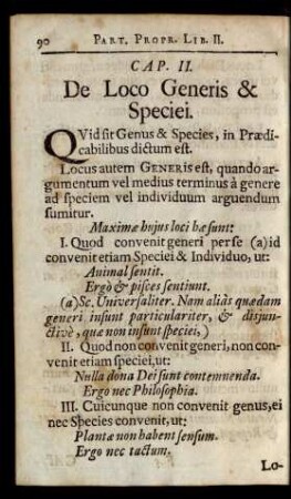 Cap. II. De Loco Generis & Speciei.