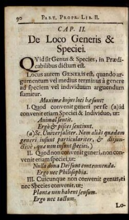 Cap. II. De Loco Generis & Speciei.