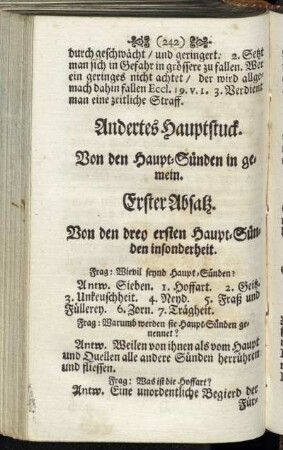 Andertes Hauptstuck. Von den Haupt-Sünden in gemein