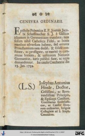 Censura Ordinarii.