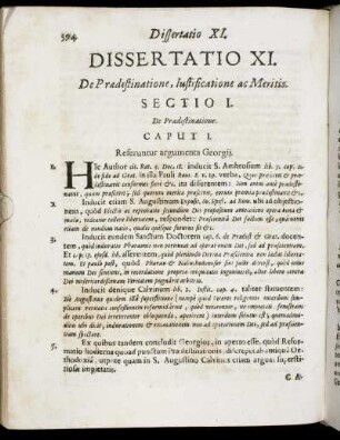 Dissertatio XI. De Prædestinatione, Iustificatione ac Meritis.