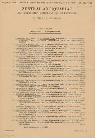 Nr. 333: Geschichte, Kulturgeschichte
