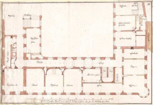 Pedetti, Peter Moritz (Maurizio); Eichstätt; Residenz (Codex Aureatinus) - Grundriss 1. OG, Grundriss 2. OG