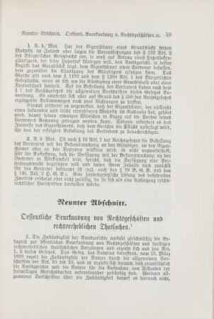Neunter Abschnitt. Oeffentliche Beurkundung von Rechtsgeschäften und rechtserheblichen Thatsachen