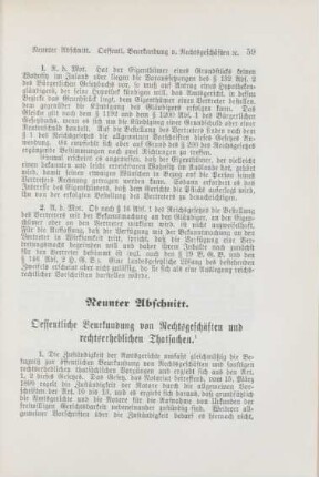 Neunter Abschnitt. Oeffentliche Beurkundung von Rechtsgeschäften und rechtserheblichen Thatsachen