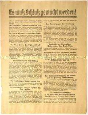 Programmatischer Solidaritäts- und Beitrittsaufruf der Kommunistischen Partei Deutschlands Berlin-Brandenburg nach Antritt der Regierung Cuno