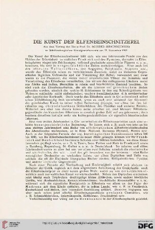 Die Kunst der Elfenbeinschnitzerei: aus dem Vortrag des Herrn Prof. Dr. Scherer (Braunschweig) im Württembergischen Kunstgewerbeverein am 27. November 1907