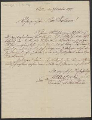 Brief an Friedrich Wilhelm Jähns : 07.10.1878