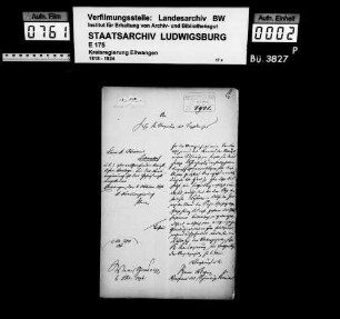 Erwerb von Liegenschaften auf den Markungen Beutelsbach, Geradstetten, Manolzweiler und Schnait durch die Rettungsanstalt Schönbühl, Gde. Beutelsbach - OA Schorndorf
