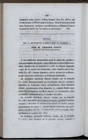 Note sur la recherche élémentaire du nombre.