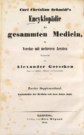 Encyklopädie der gesammten Medicin, [8]. Supplementbd. 2