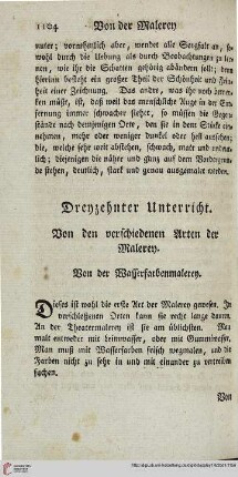 Dreyzehnter Unterricht: Von den verschiedenen Arten der Malerey