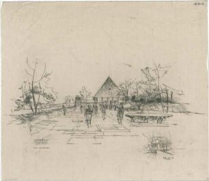 Gsaenger, Gustav; Dachau - Leitenberg (Bayern); Gedächtnisstätte - Westseite (Perspektive), Blick auf die Glocke (Ansicht)