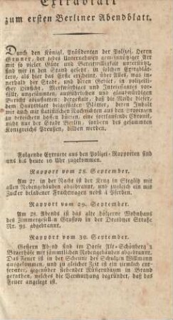 Extrablatt zum ersten Berliner Abendblatt.