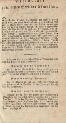 Extrablatt zum ersten Berliner Abendblatt.