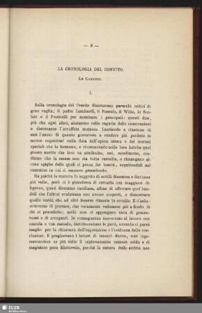 La Cronologia Del Convito. Le Canzoni. I.