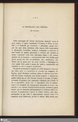 La Cronologia Del Convito. Le Canzoni. I.