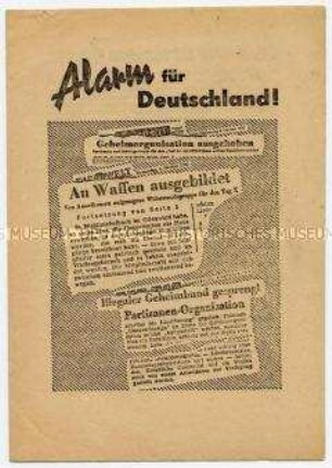 Agitationsschrift für Friedensvertrag mit Deutschland, freie Wahlen und Einheit Deutschlands, für Schutz der DDR vor Sabotage und Spionage durch faschistische Organisationen in der Bundesrepublik