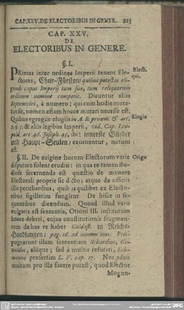 Cap. XXV. De Electoribus In Genere