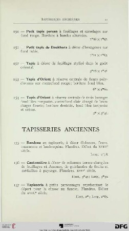 Tapisseries anciennes (Nr. 155-167)