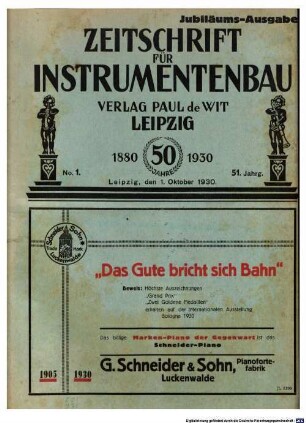Zeitschrift für Instrumentenbau. 51. 1930/31