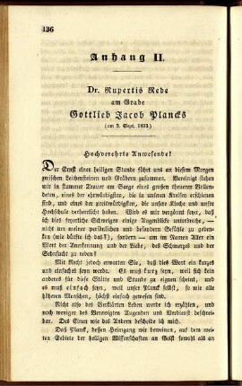 Dr. Rupertis Rede am Grabe Gottlieb Jacob Plancks