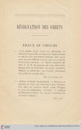 Émaux de Limoges (Nr. 1 - 47)