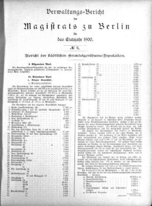No. 6. Bericht der städtischen Grundeigenthums-Deputation