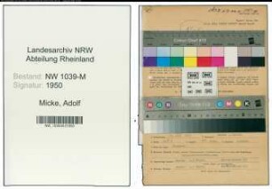 Entnazifizierung Adolf Micke , geb. 29.07.1906 (Angestellter)
