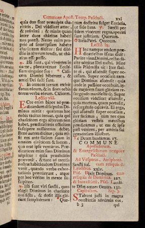 xxi-xxxix, Commune Apost. Temp. Paschali; Commune unius Martyris