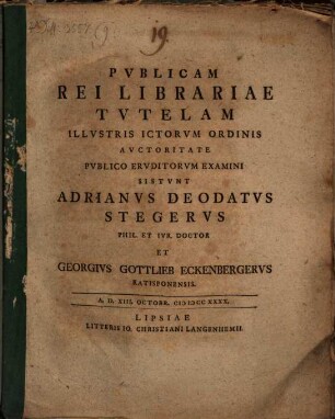 Publicam rei librariae tutelam