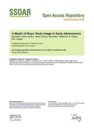 A Model of Boys' Body Image in Early Adolescence