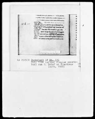 Paulus Apostolus, Epistulae cum glossis — Initiale P (aulus), Folio 110 verso