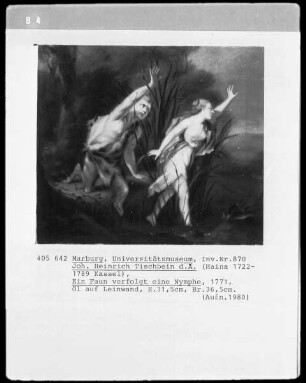 Ein Faun verfolgt eine Nymphe