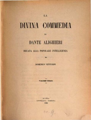 La Divina Commedia di Dante Alighieri recata alla popolare intelligenza da Domenico Venturini, 3