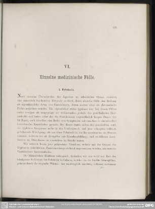 VI. Einzelne medizinische Fälle