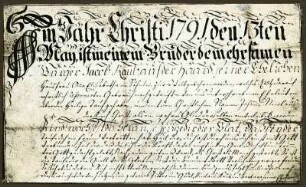 Taufbrief Haardt bei Neustadt 1791
