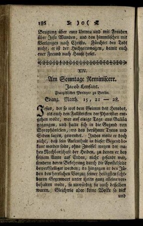 XIV. Am Sonntage Reminiscere. Evang. Matth.15, 21-28.