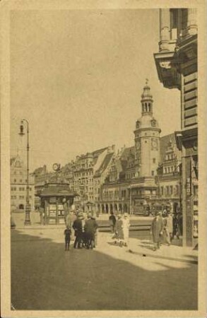 Leipzig. Markt von der Petersstraße her.