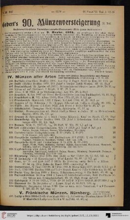 IV. Münzen aller Arten (Nr. 205-234)