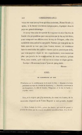 XXII. Le Landgrave au Roi (5 juillet 1603)