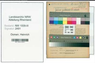 Entnazifizierung Heinrich Oomen , geb. 27.04.1874 (Schuhhaendler)