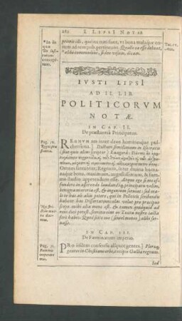 Iusti Lipsii Ad II. Lib. Politicorum Notae.