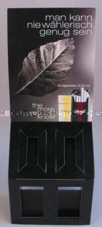 Werbeaufsteller für "Davidoff Lights und Davidoff Classic"-Zigaretten, "Man kann nie wählerisch genug sein"