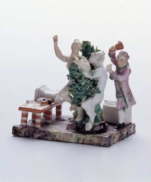Miniaturengruppe Allegorie der Bildhauerei "Bildhauer bei der Arbeit an einer Faun-Syrinx-Gruppe"