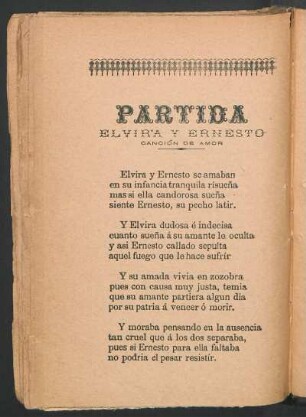 Partida - Elvira y Ernesto : Canción de amor